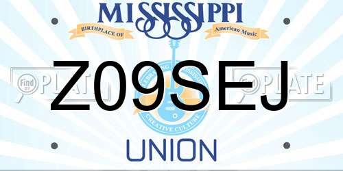 Z09SEJ Mississippi License Plate