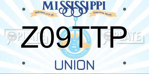Z09TTP Mississippi License Plate