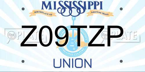 Z09TZP Mississippi License Plate