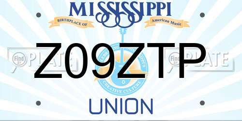 Z09ZTP Mississippi License Plate