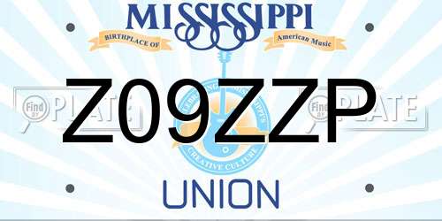 Z09ZZP Mississippi License Plate