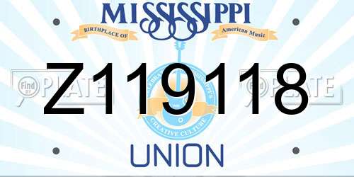 Z119118 Mississippi License Plate