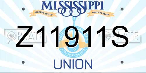 Z11911S Mississippi License Plate