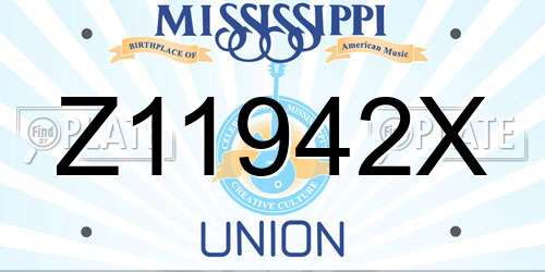 Z11942X Mississippi License Plate