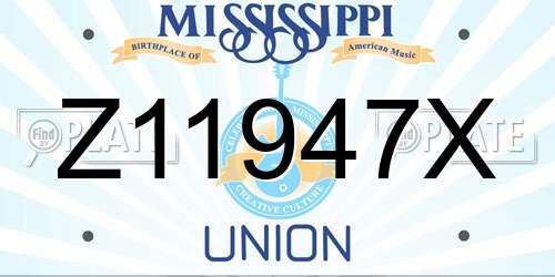 Z11947X Mississippi License Plate