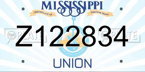 Z122834 Mississippi License Plate