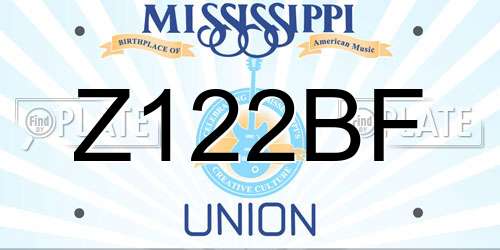 Z122BF Mississippi License Plate