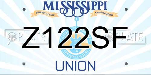 Z122SF Mississippi License Plate