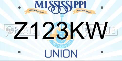 Z123KW Mississippi License Plate