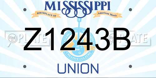 Z1243B Mississippi License Plate