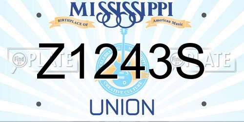 Z1243S Mississippi License Plate