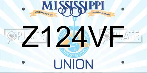Z124VF Mississippi License Plate
