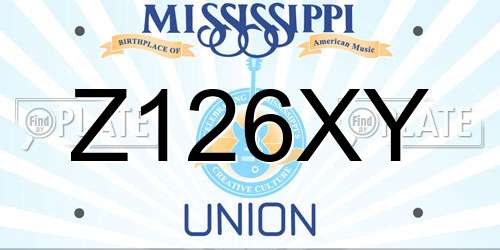 Z126XY Mississippi License Plate