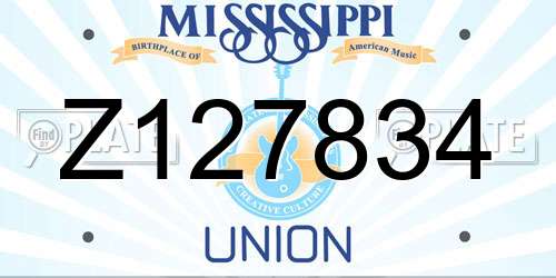 Z127834 Mississippi License Plate