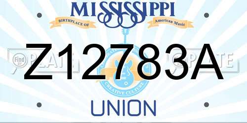 Z12783A Mississippi License Plate