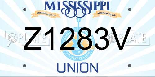 Z1283V Mississippi License Plate