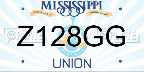 Z128GG Mississippi License Plate