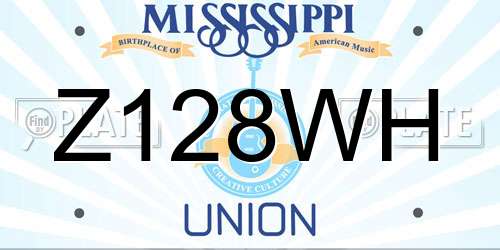 Z128WH Mississippi License Plate