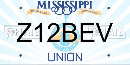 Z12BEV Mississippi License Plate