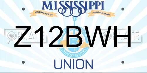 Z12BWH Mississippi License Plate