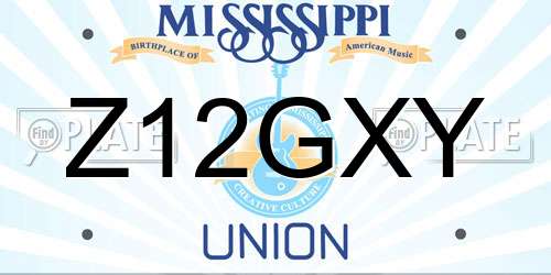 Z12GXY Mississippi License Plate