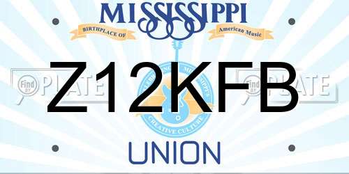 Z12KFB Mississippi License Plate