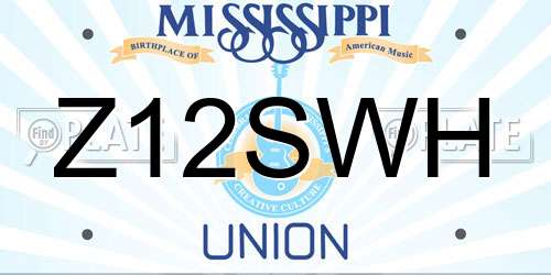 Z12SWH Mississippi License Plate
