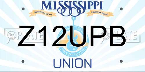 Z12UPB Mississippi License Plate