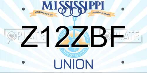 Z12ZBF Mississippi License Plate