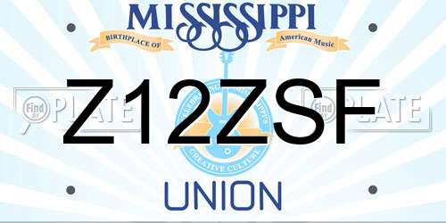Z12ZSF Mississippi License Plate