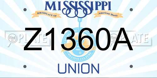 Z1360A Mississippi License Plate