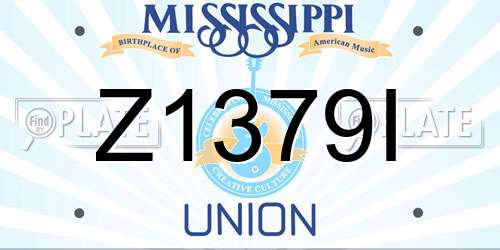 Z1379I Mississippi License Plate
