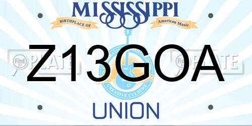 Z13GOA Mississippi License Plate