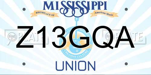 Z13GQA Mississippi License Plate
