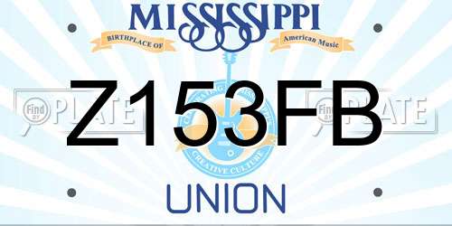 Z153FB Mississippi License Plate