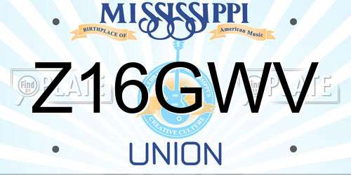 Z16GWV Mississippi License Plate