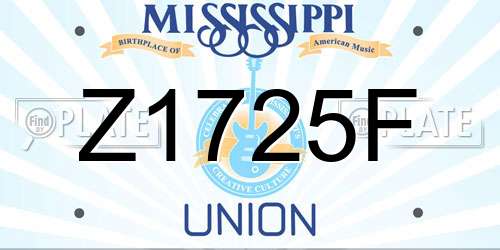 Z1725F Mississippi License Plate