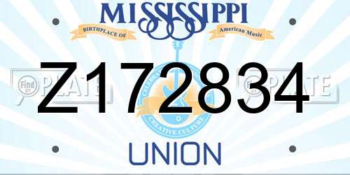 Z172834 Mississippi License Plate