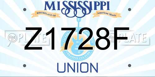 Z1728F Mississippi License Plate