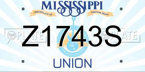 Z1743S Mississippi License Plate