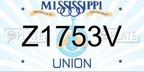 Z1753V Mississippi License Plate