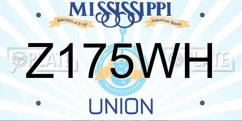 Z175WH Mississippi License Plate