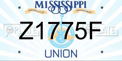 Z1775F Mississippi License Plate