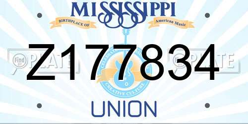 Z177834 Mississippi License Plate
