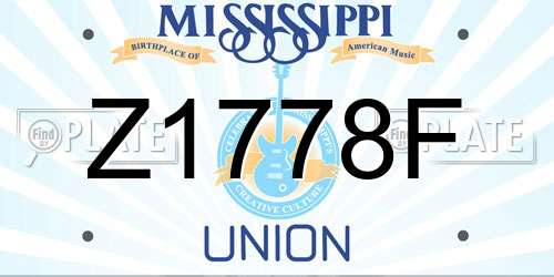 Z1778F Mississippi License Plate
