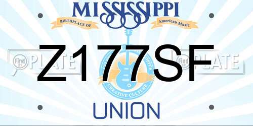 Z177SF Mississippi License Plate