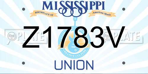 Z1783V Mississippi License Plate
