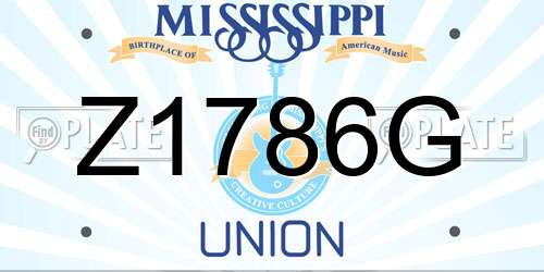 Z1786G Mississippi License Plate