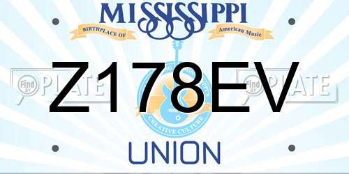 Z178EV Mississippi License Plate