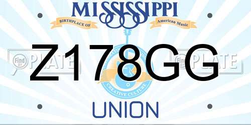 Z178GG Mississippi License Plate